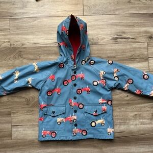 Hatley Little Boys' Farmer Jack Raincoat Blue with Tractors Size 1 year